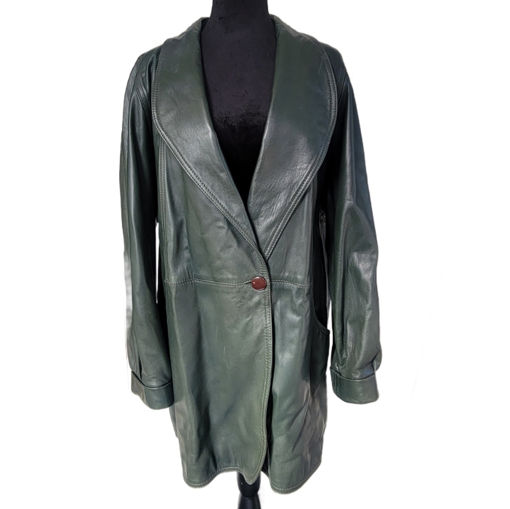 Vintage Georgie Kaye Green Leather Jacket
